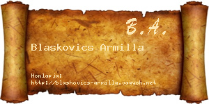 Blaskovics Armilla névjegykártya